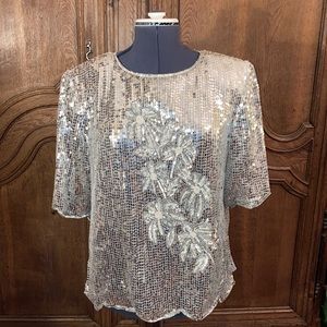 Vintage 90s Silver Sequin Cocktail Top